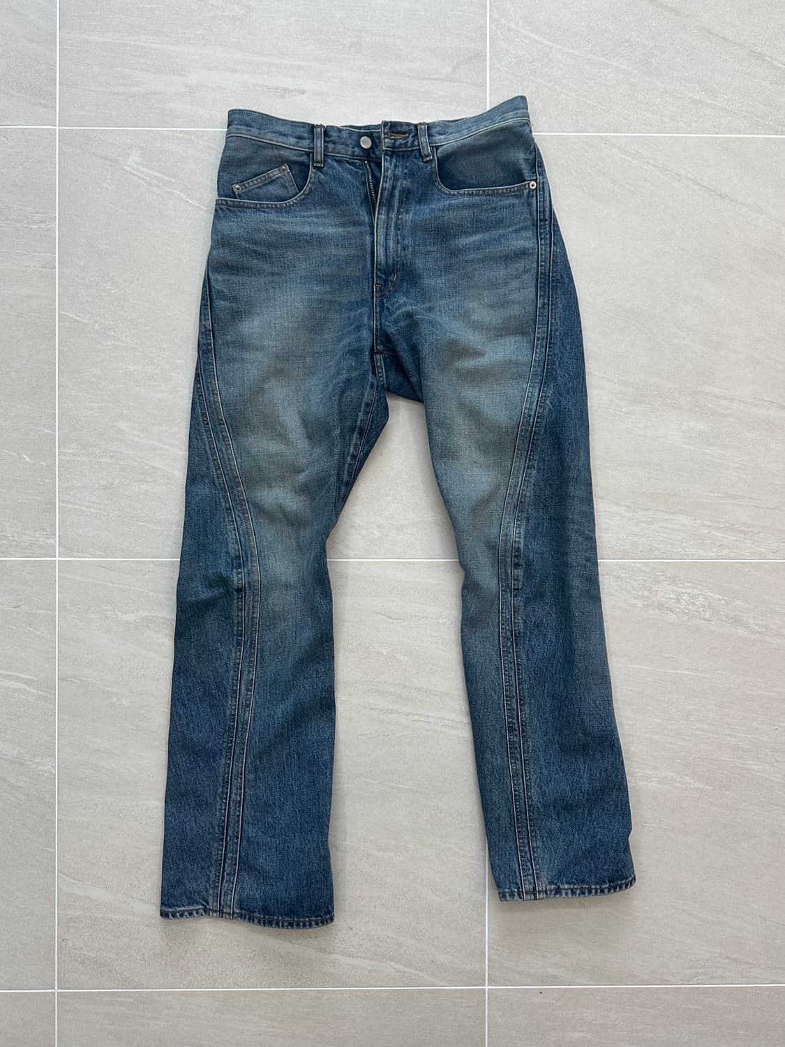 NVRFRGT 네버포겟 3d 트위스트 중청 데님 사이즈 2 상품이미지1