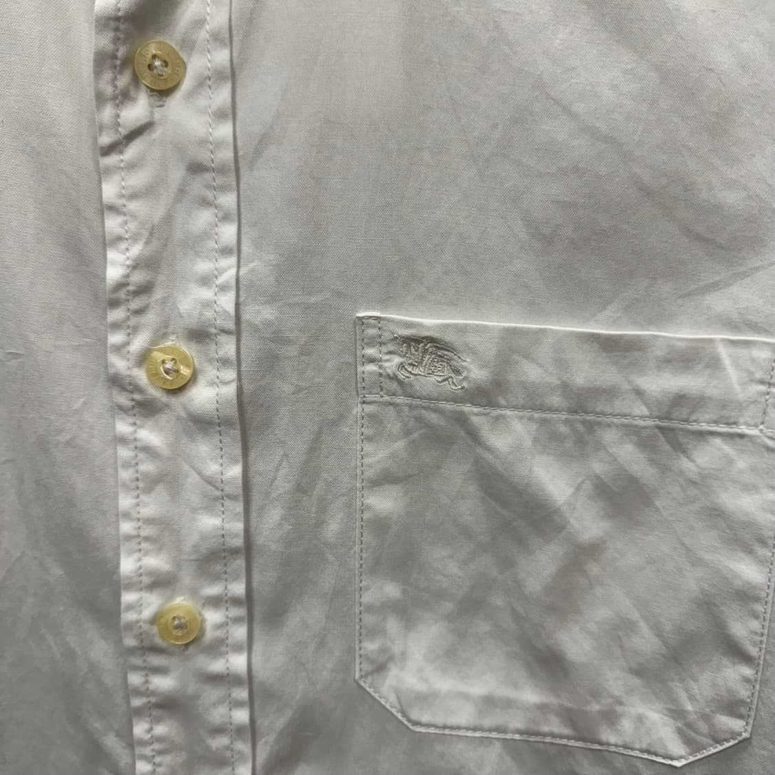 버버리 브릿 긴팔 셔츠 코튼 버튼업 원포켓 디테일 화이트 상품이미지5