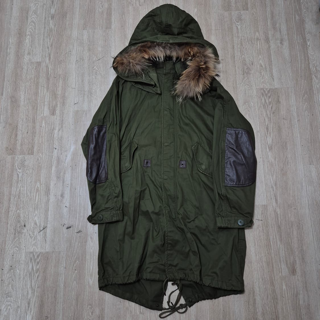 카이아크만 레더 브라운패치 밀리터리 M65 퍼후드 야상자켓 S(90) 상품이미지1