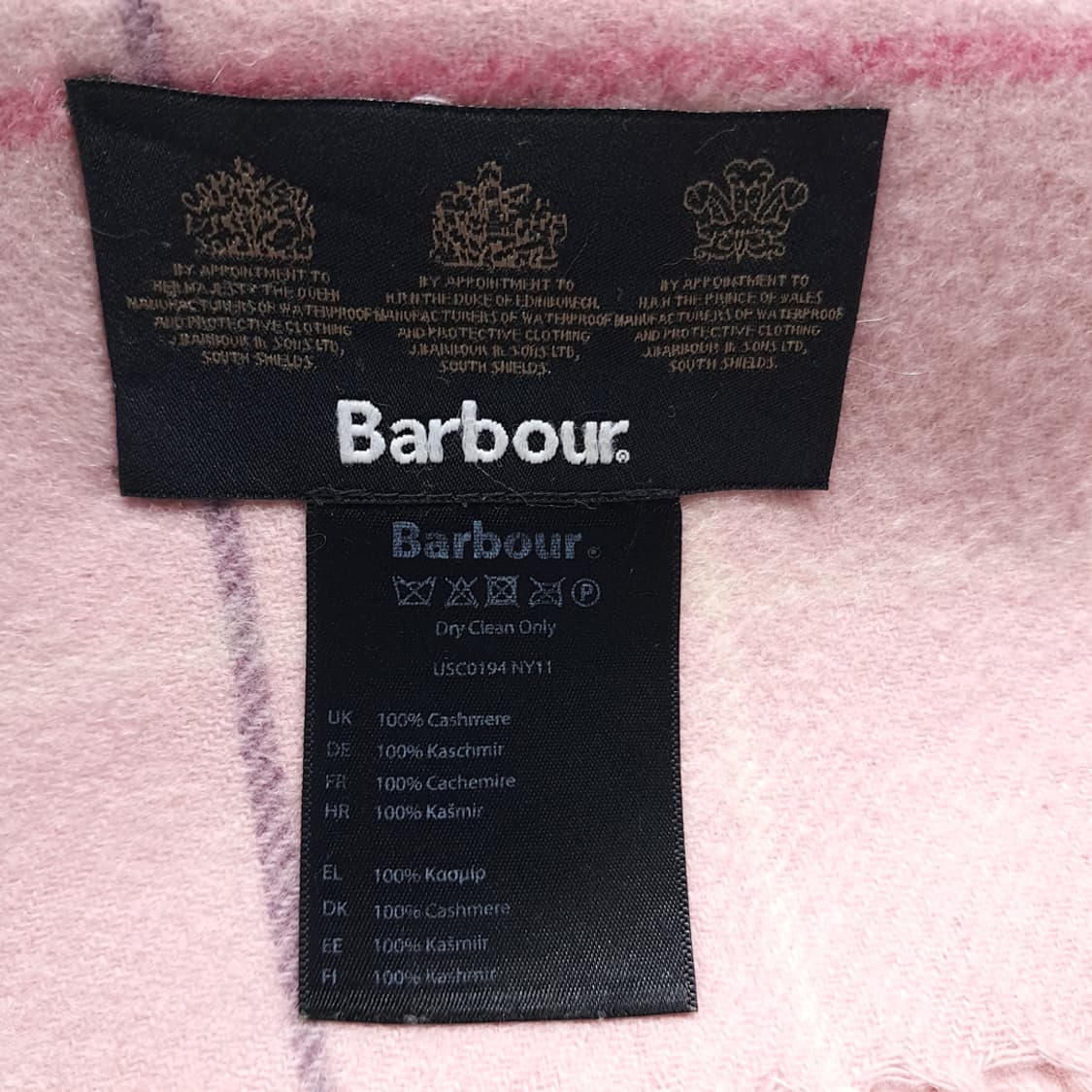 MX646 바버 00s 캐시미어 윈도우페인 핑크 머플러 목도리 상품이미지5