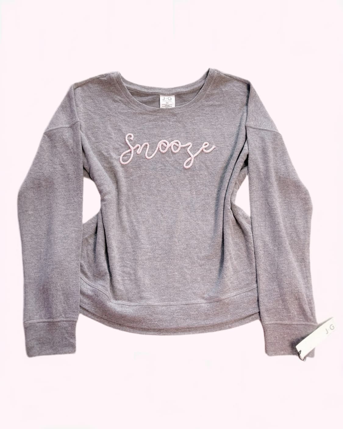 일본 하이틴 데일리 갸루 핑크 레터링 그레이 롱 슬리브 티 상품이미지1