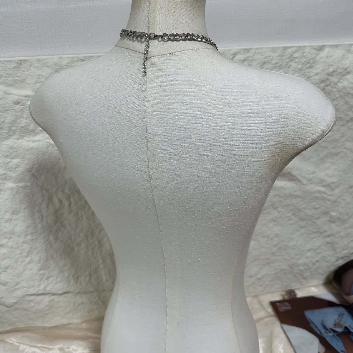 빈티지 핑크 리본 브레이드 쿠바체인 목걸이 상품이미지3