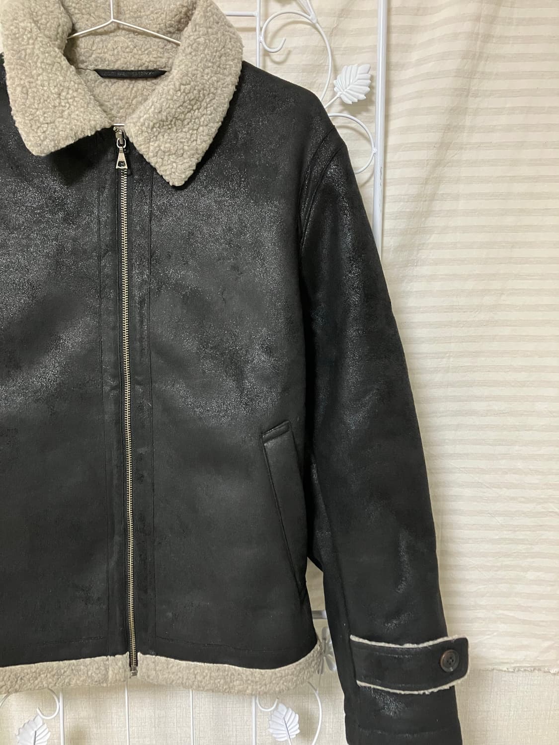 빈티지 블랙 기모 무스탕 y2k 스트릿 갸루 펑키 일본빈티지W-521   상품이미지2