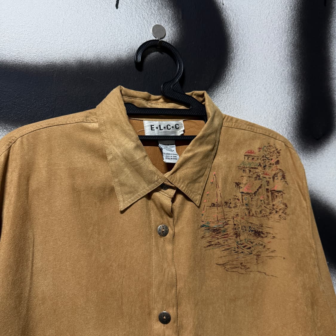 VTG 빈티지 오버사이즈 스웨이드 웨스턴 포인트 프린팅 패턴 긴팔 셔츠 상품이미지3