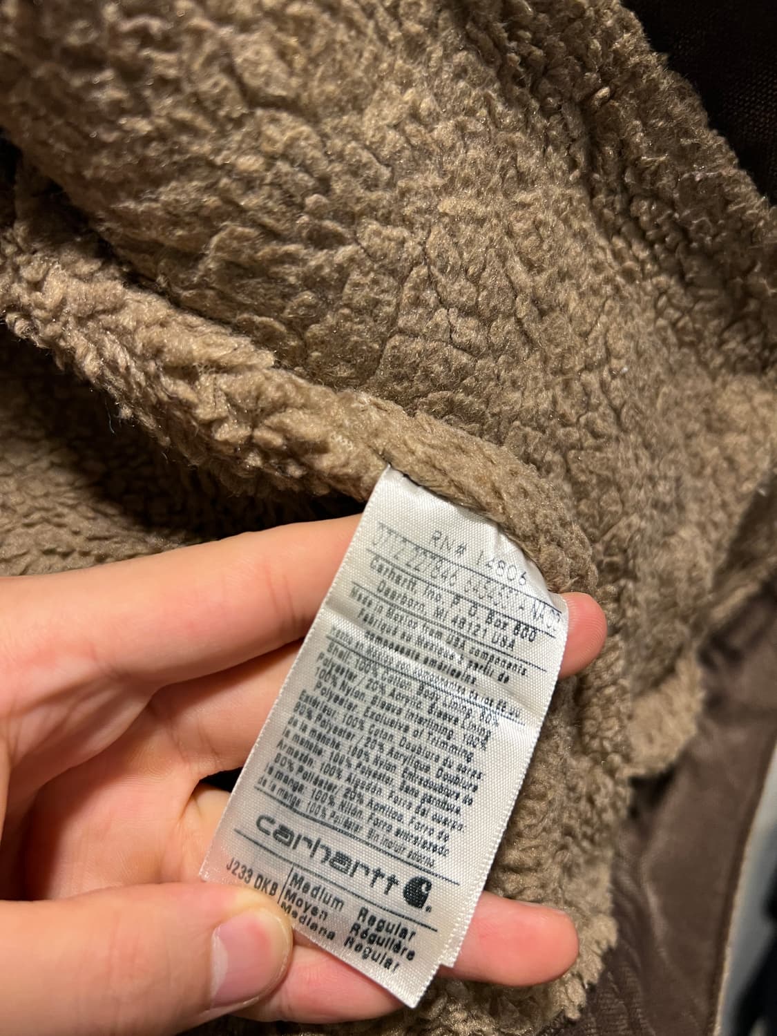 [L]칼하트 USA 빈티지워싱 다크브라운 캔버스 쉐르파 라이닝 트러커자켓 상품이미지8