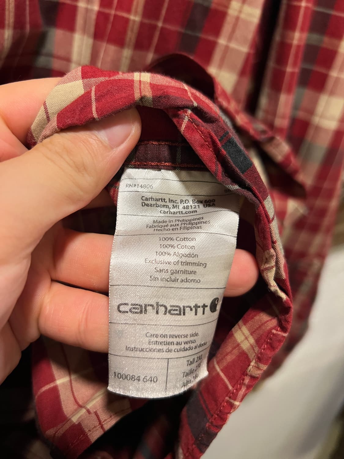[2XL]칼하트 USA 레드 타탄체크 워크 셔츠 상품이미지6