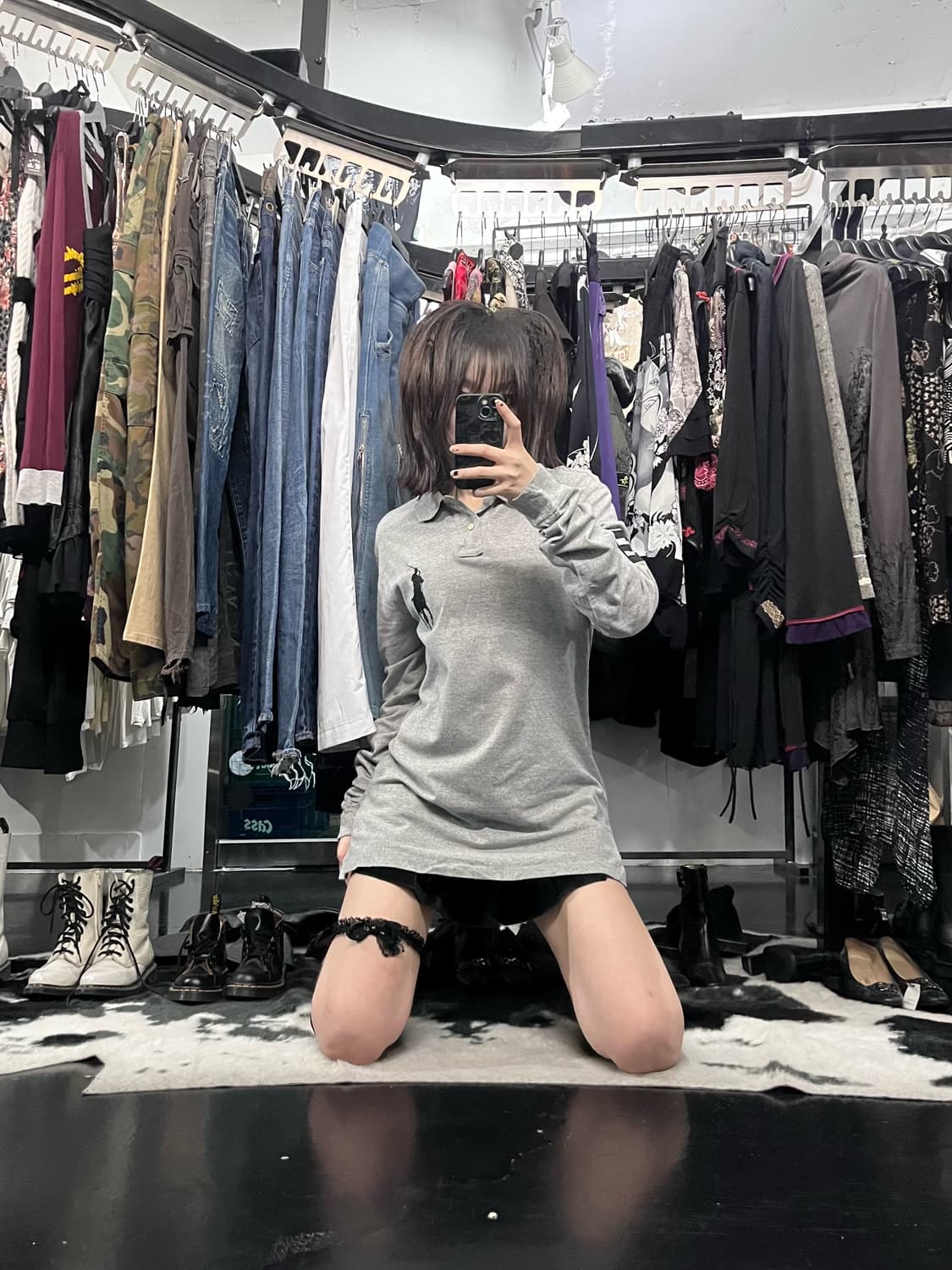 폴로 랄프로렌 그레이 자수 카라 롱슬리브 상품이미지1