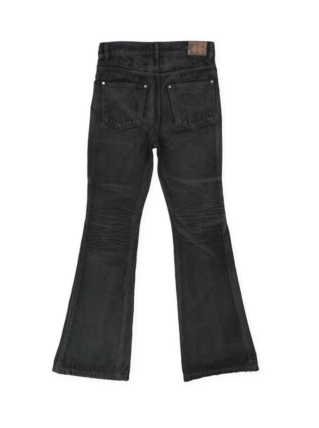 WAXED FLARE DENIM PANTS (BLACK) 상품이미지1