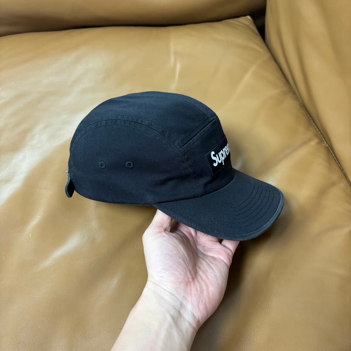 슈프림 캠프캡 모자 박스로고 워시드 블랙 상품이미지3