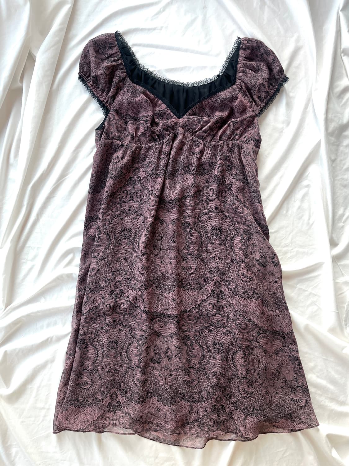 히스테릭 글래머 페이즐리 레이스 고딕 해골 프릴 시폰 원피스 드레스 상품이미지6