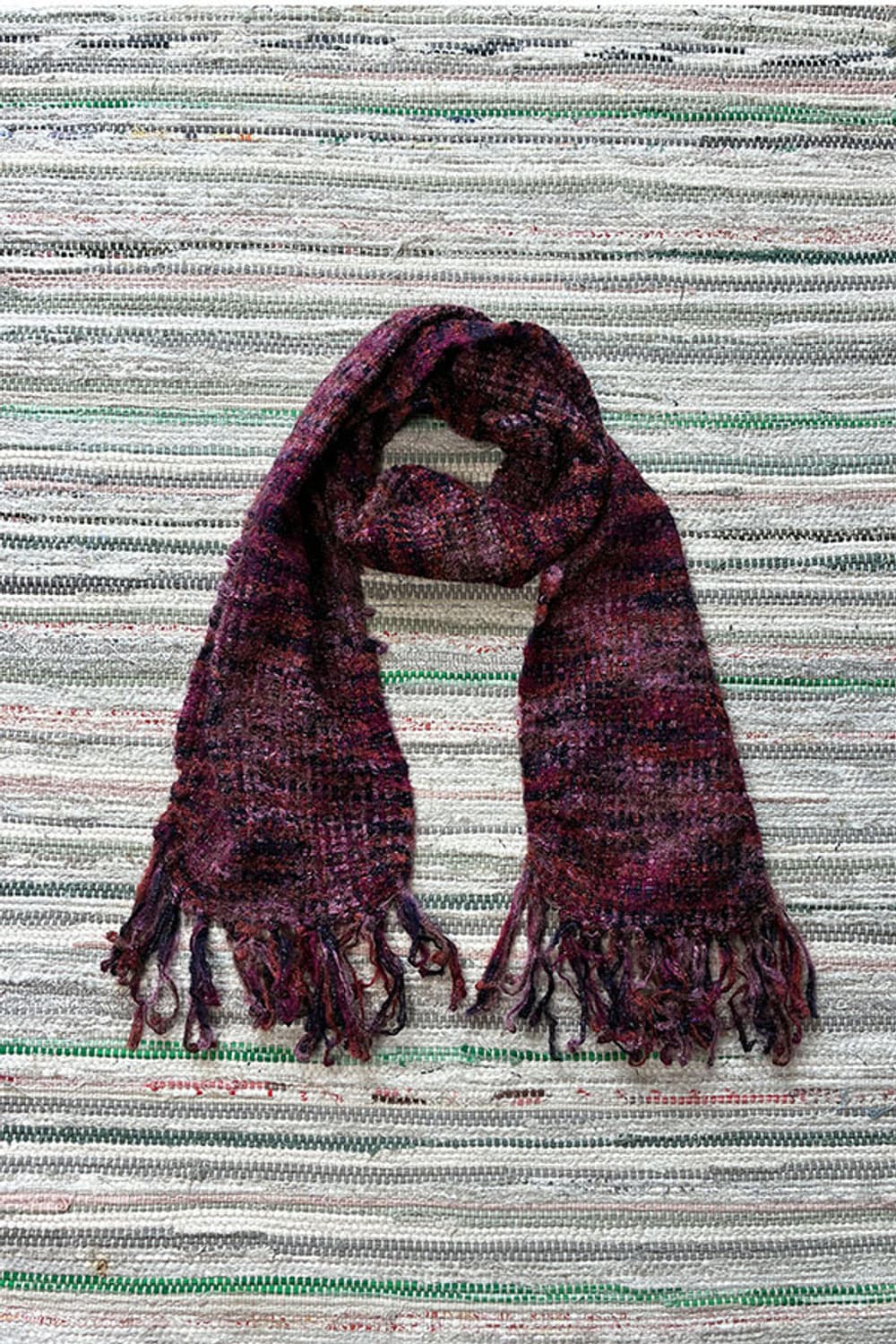 Burgundy Mix Boucle Fringe Scarf 상품이미지1