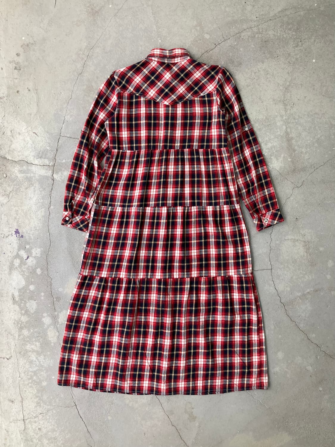 red check western tiered long dress 상품이미지4