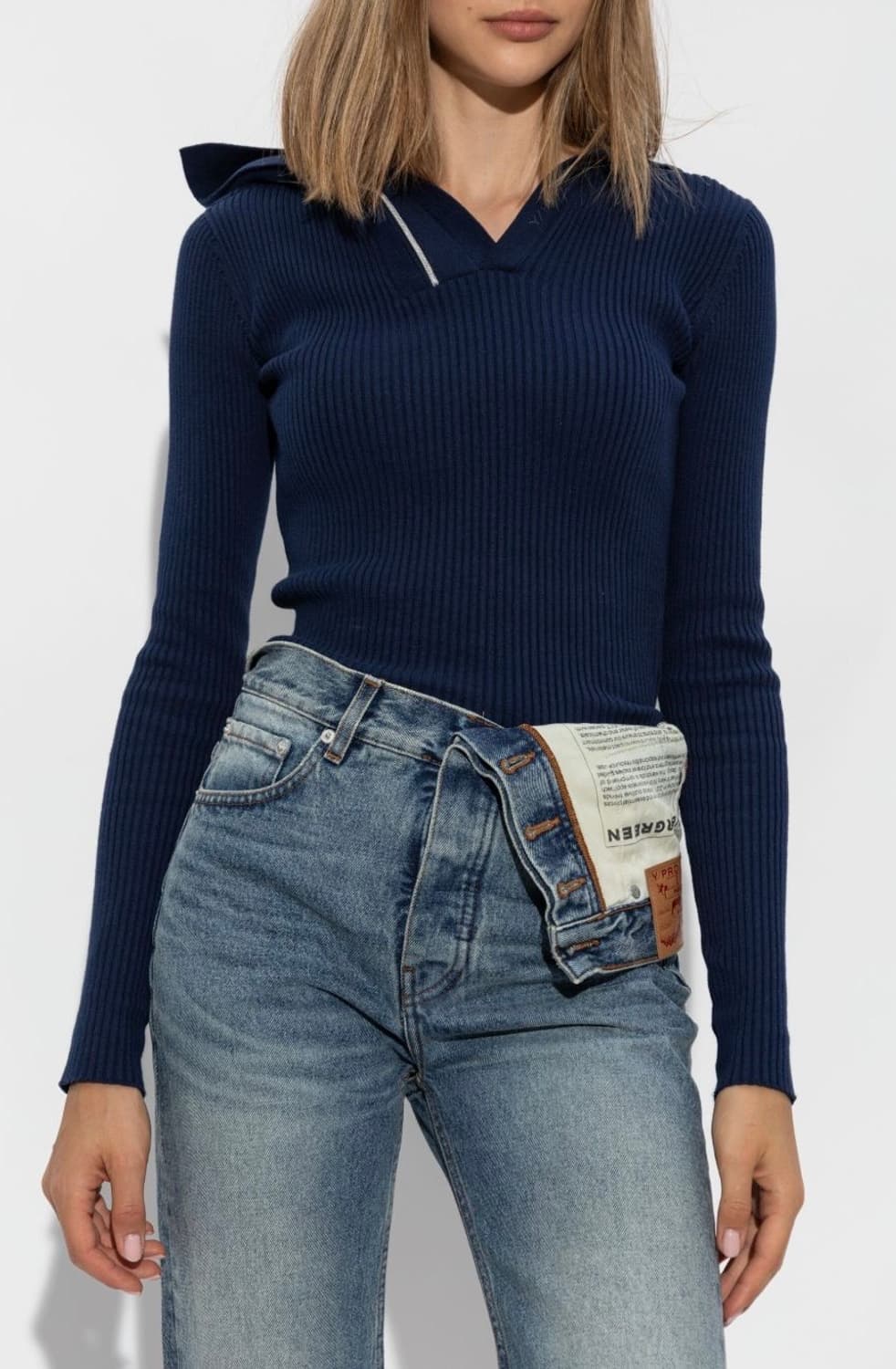 [M]와이프로젝트 Y/Project 컷트 롱 슬리브리스 니트 탑/네이비 상품이미지8