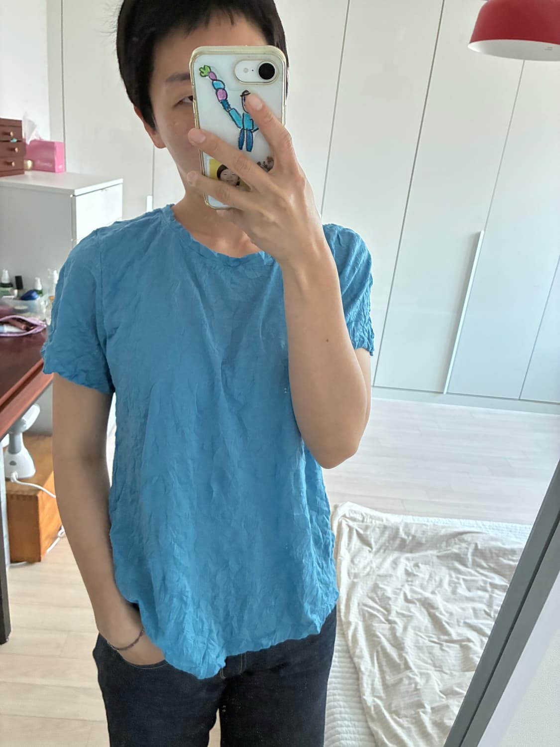 [Issey Miyake ME] 이세이미야케 하늘색 크링클 반팔 티셔츠 상품이미지7