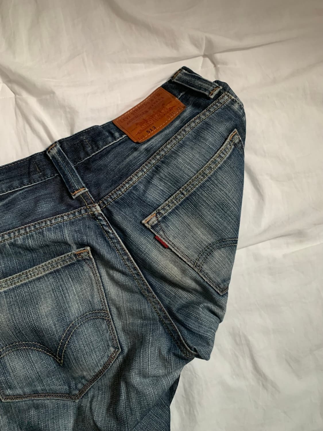 리바이스 513 빈티지 진청 워싱 데미지 데님 상품이미지4