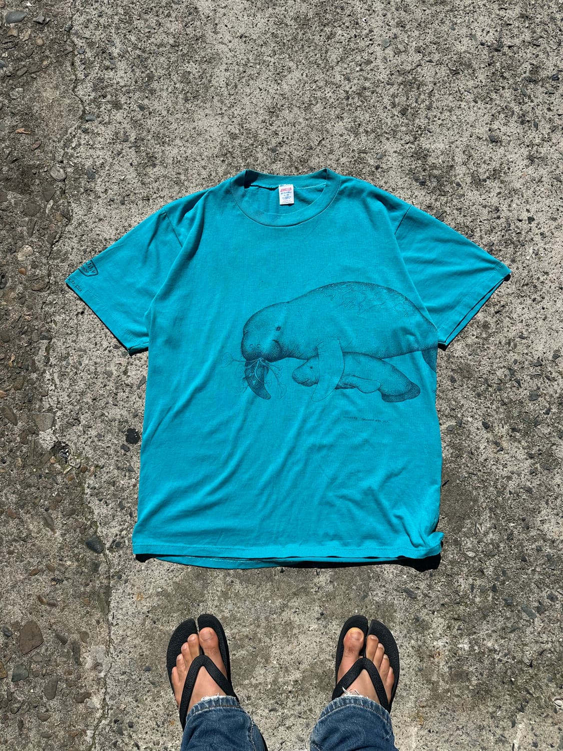90‘s Jerzees Ron Jon seal logo print T 상품이미지3