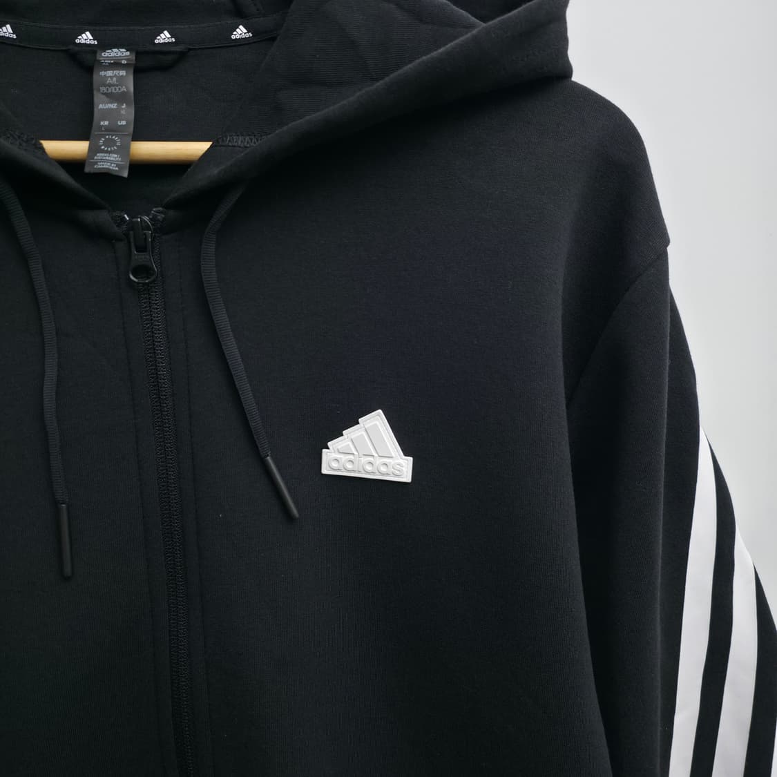 [L] 아디다스 블랙 후드집업 상품이미지4