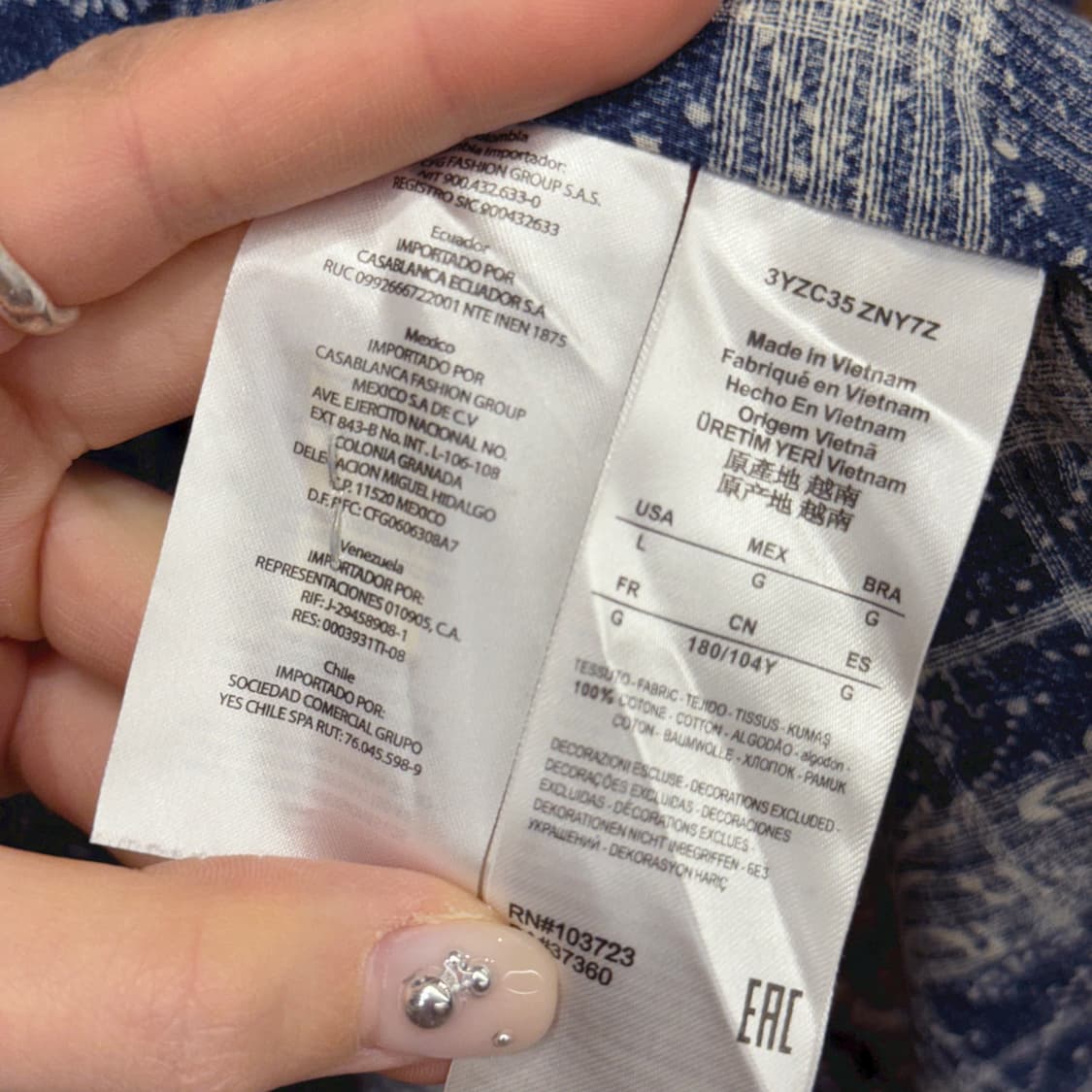 아르마니 익스체인지 패턴 셔츠 블라우스 페이즐리 프린트 디테일 네이비 상품이미지9