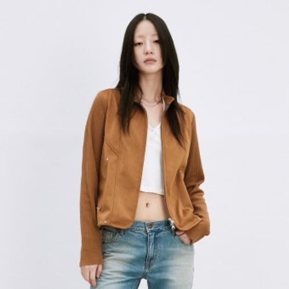 레드벨벳 슬기 착용 Gyeong 경 mixed leather 레이서 자켓 상품이미지3