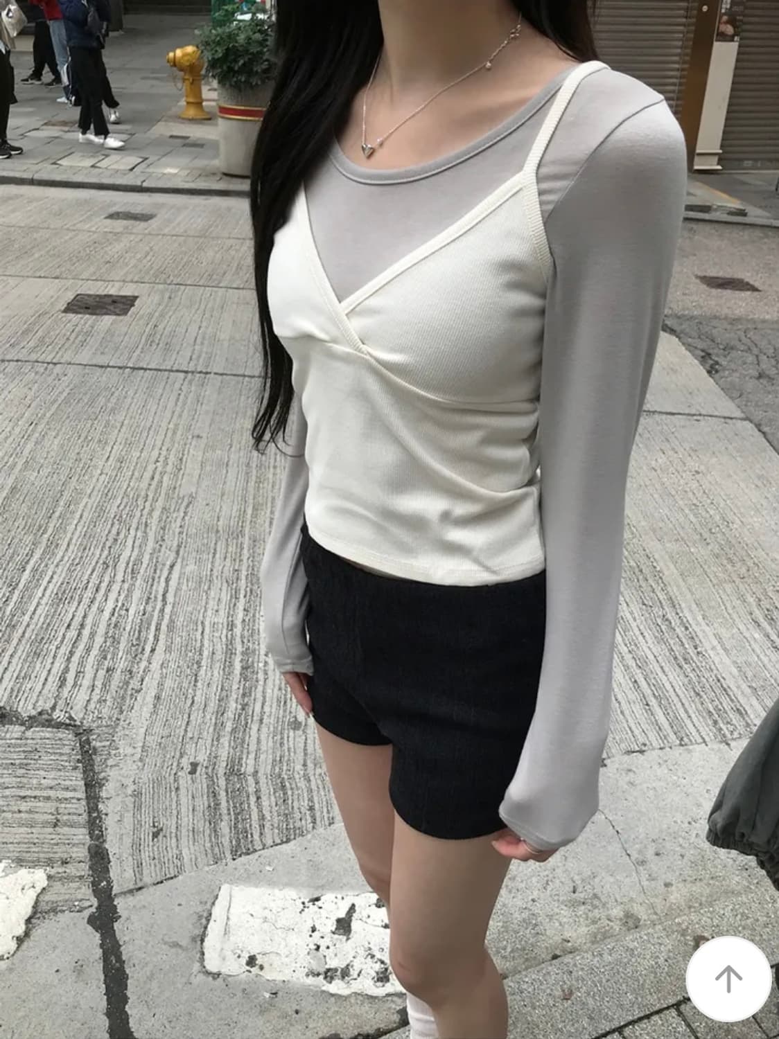 [새제품.바로배송] 미니포에 모브 레이어드 탑 세트 카키 상품이미지3