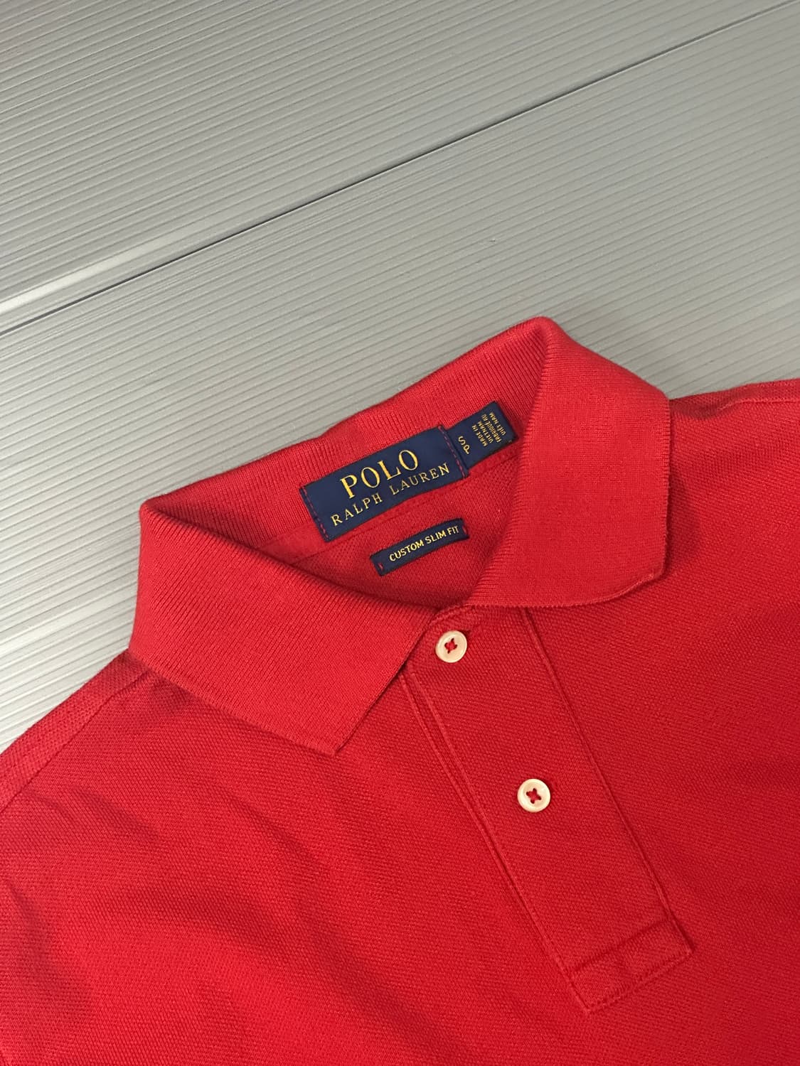 폴로 랄프로렌 빅포니 슬림 핏 반팔 카라티 레드 S 상품이미지5