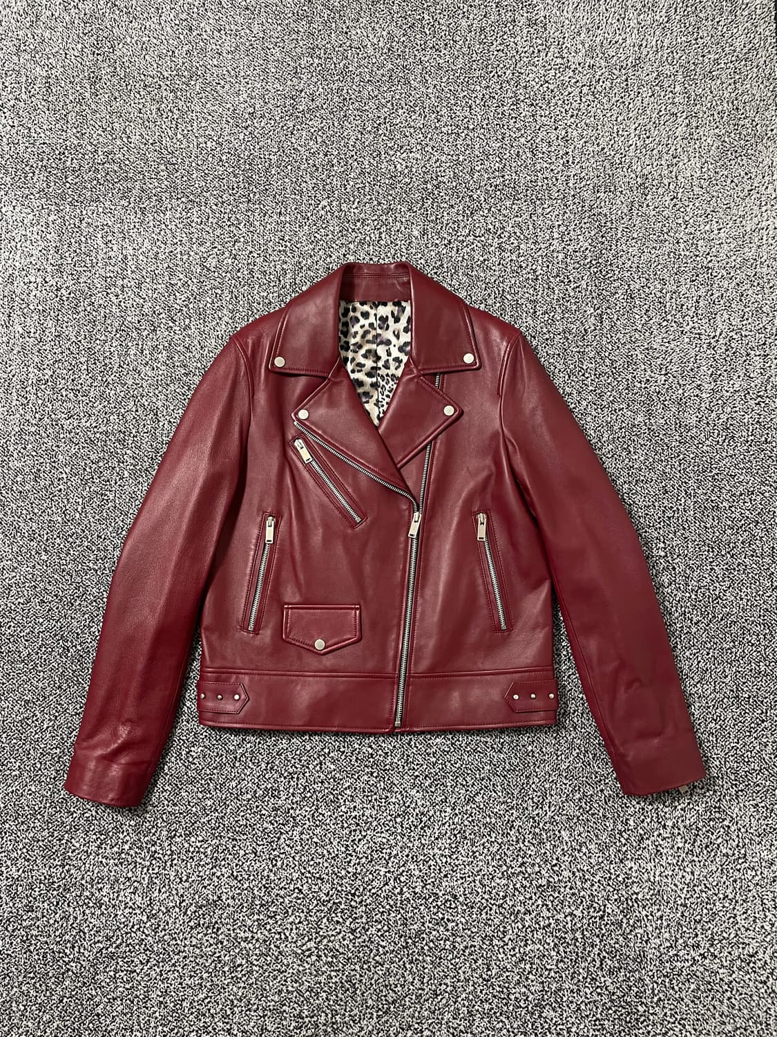 빈티지9. GGPX 양가죽 레드 레더 가죽자켓 안감 호피 상품이미지2