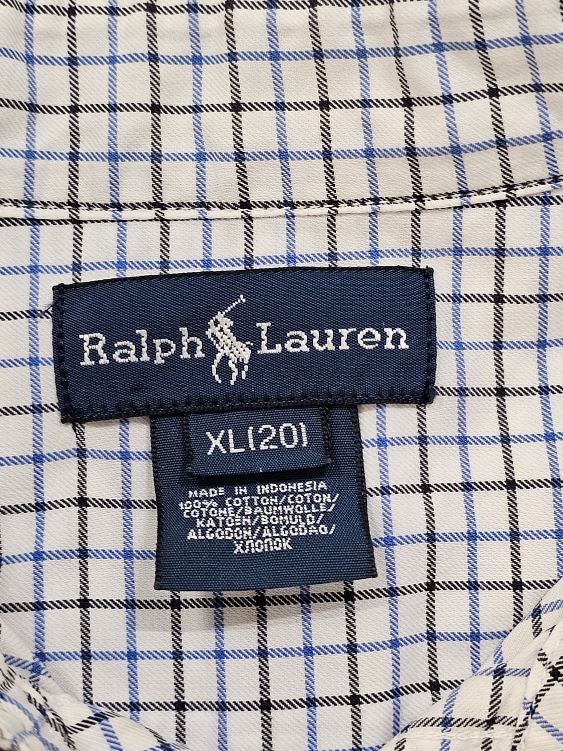 [Boys XL] 폴로 랄프로렌 블루/블랙 태터솔 체크 코튼 셔츠 상품이미지4