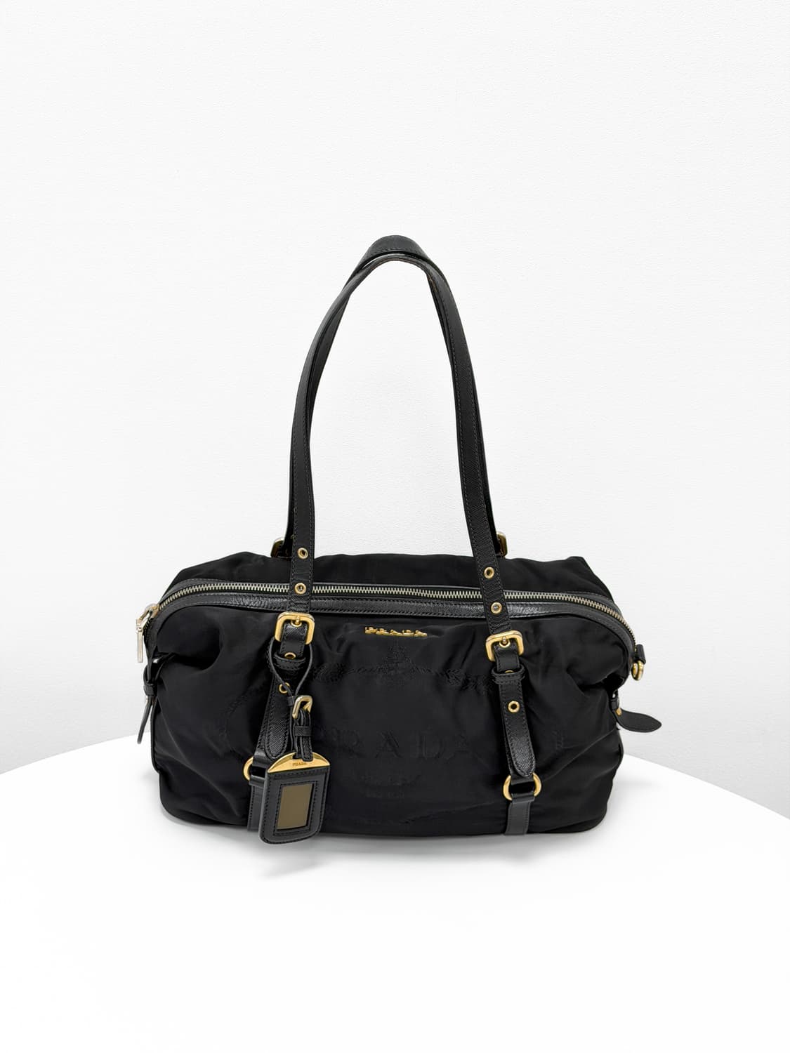 프라다 나일론 사피아노 레더 보스턴백 상품이미지1