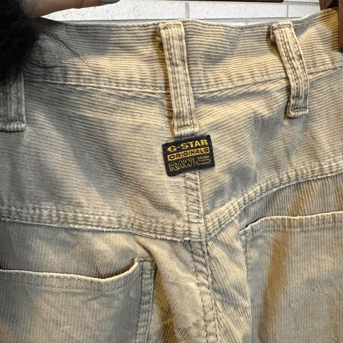 JPN VINTAGE 코듀로이 팬츠 스트레이트핏 더블니 디테일 베이지 상품이미지5