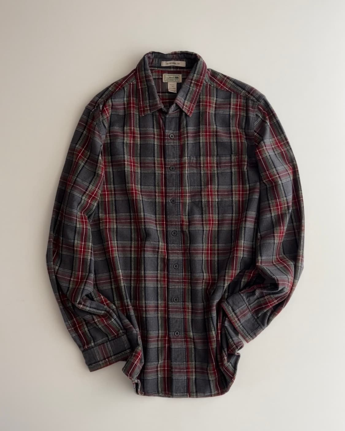 엘엘빈 그레이 레드 체크 플란넬 셔츠 L 상품이미지1