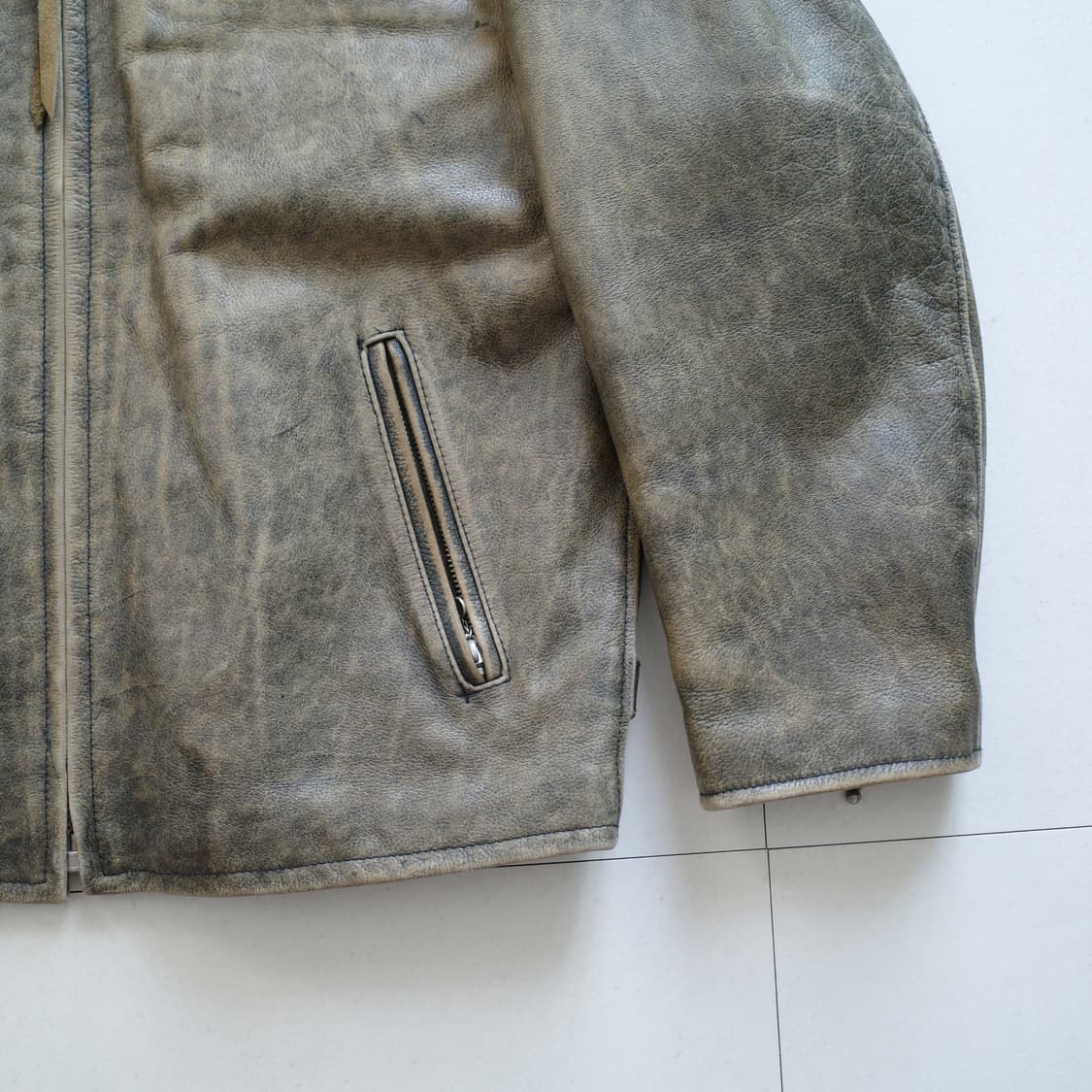 90s RBC 빈티지 가죽 라이더 스포츠 자켓 브라운 XL 상품이미지3