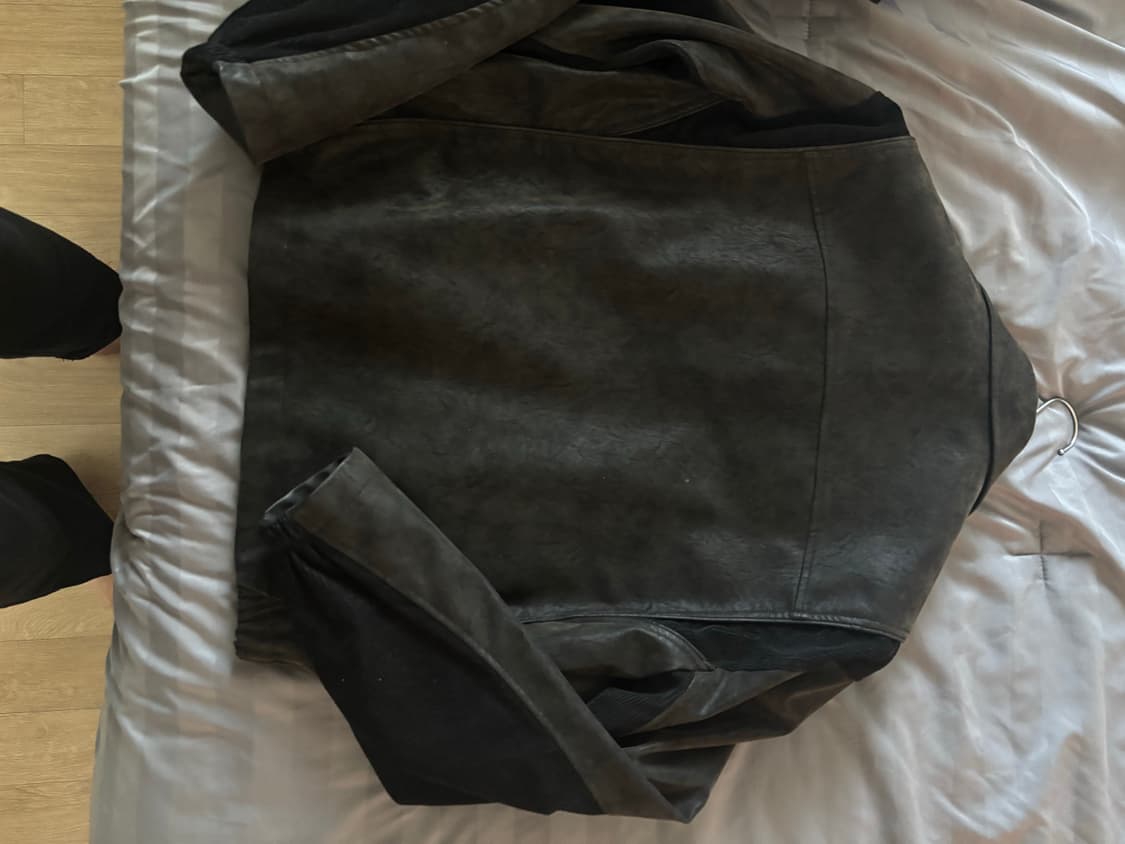 쿠어 믹스드 스웨이드 파이핑 점퍼 블랙 브라운 블루종 자켓 M 상품이미지2