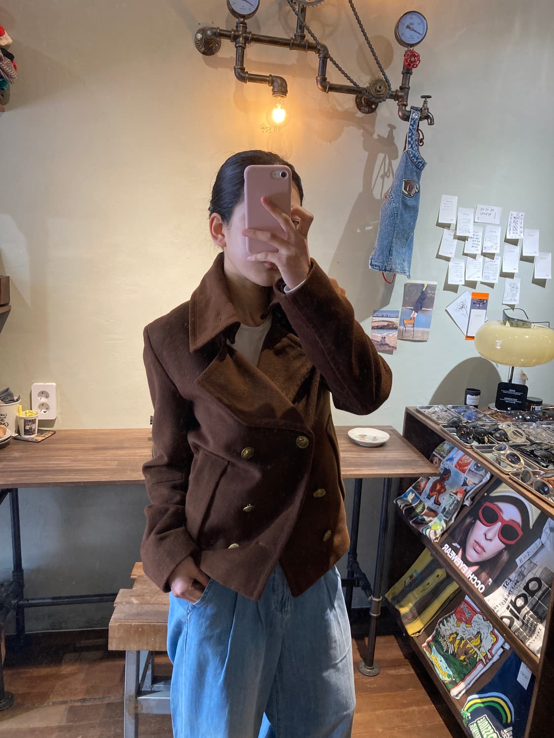 브라운 탈부착 금장 재킷  상품이미지1