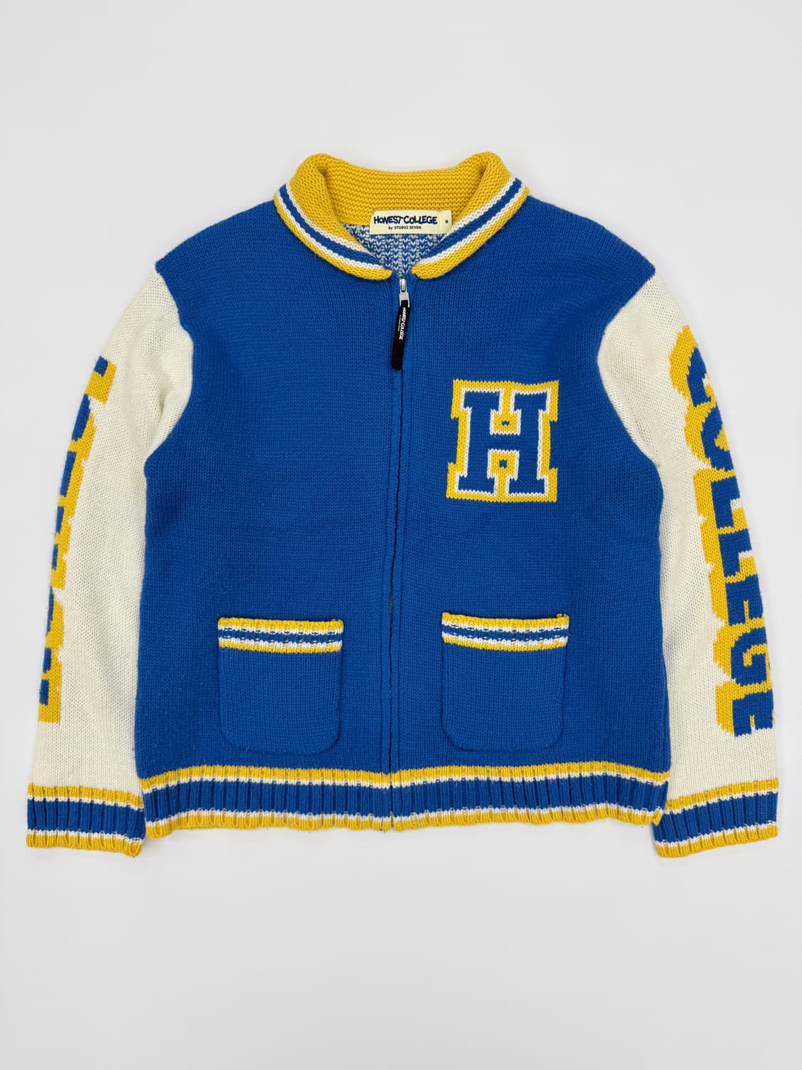 HONEST COLLEGE 울 니트 집업 자켓 상품이미지1