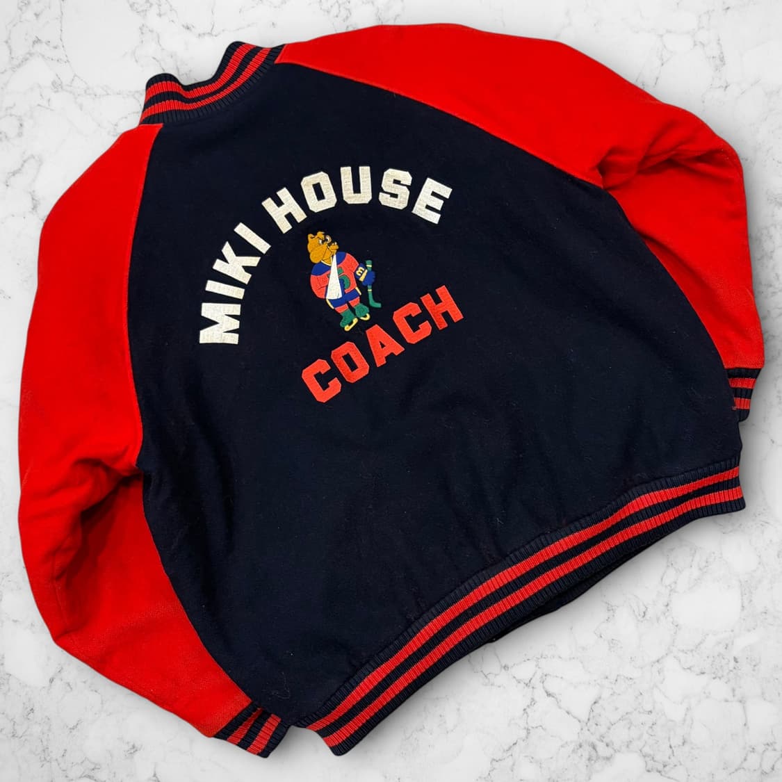 [L] 90s 미키하우스 네이비/레드 빅로고 스타디움 자켓 C503 상품이미지2