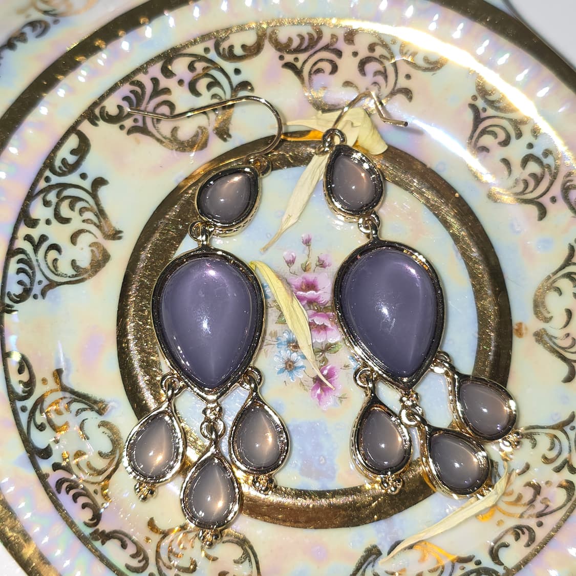 빈티지 앤틱 물방울 드롭 그레이블루 귀걸이 상품이미지2