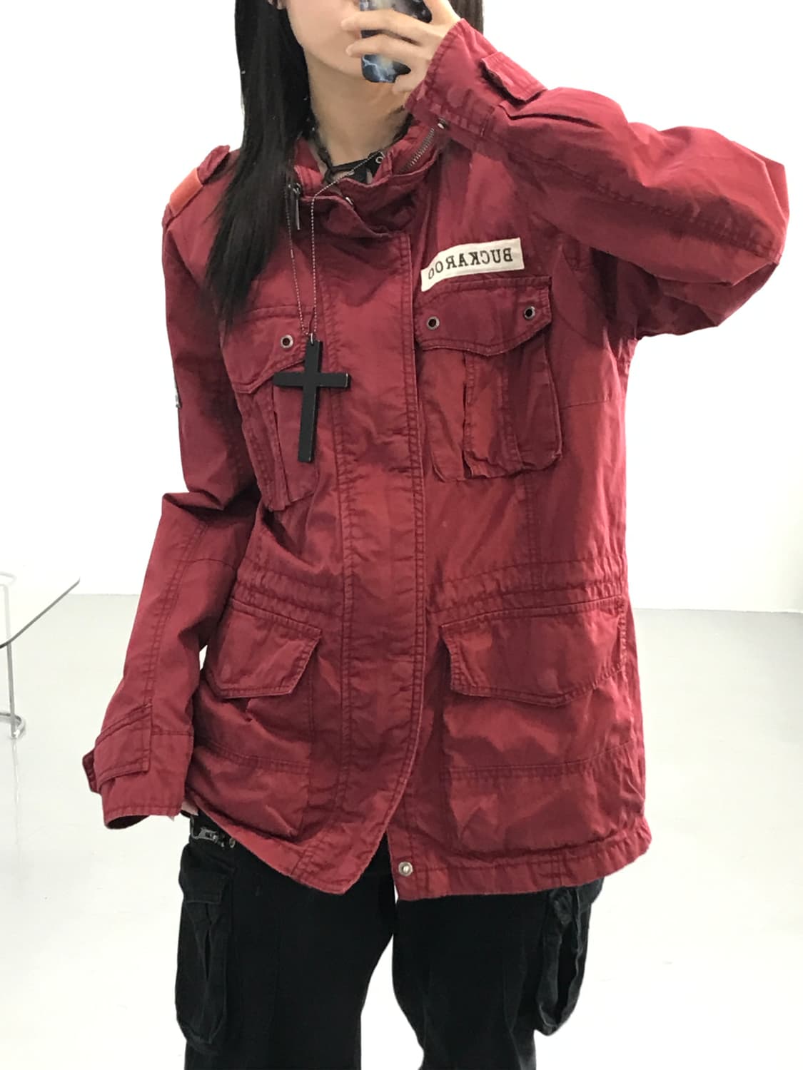 버커루 빈티지 백로고 레드 필드 자켓 상품이미지4