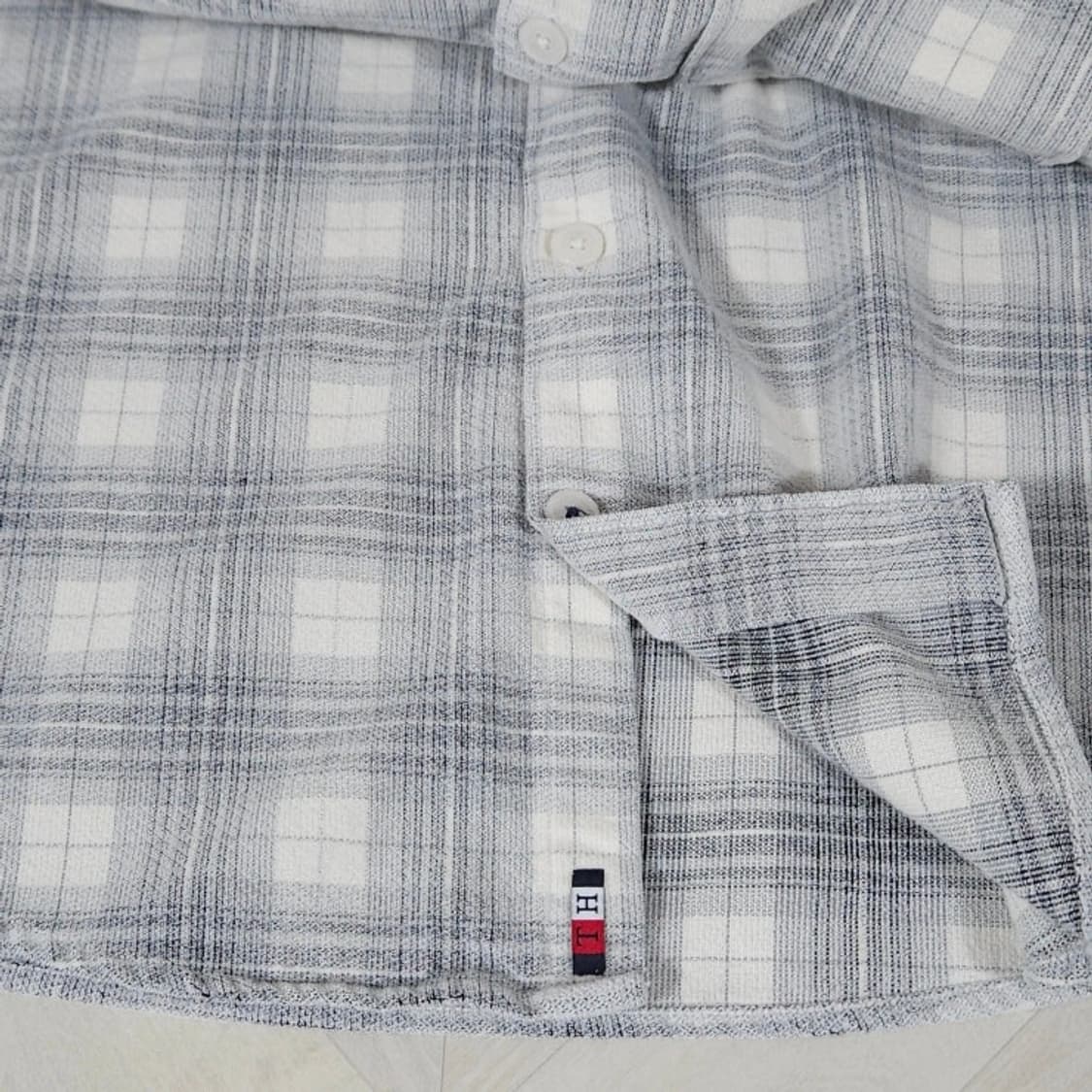 95~100 Tommy 타미힐피거 체크 셔츠 그레이 상품이미지4