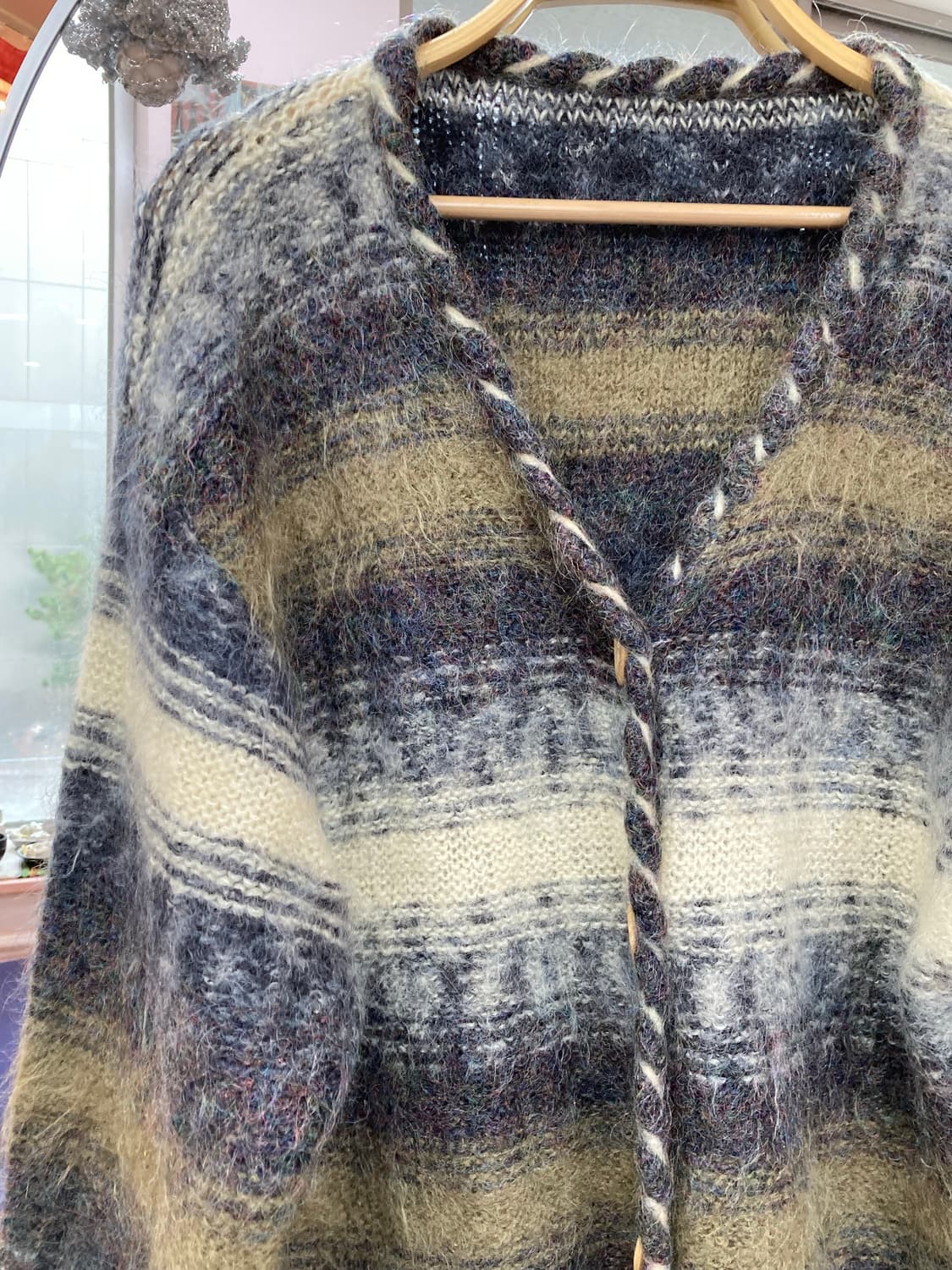 빈티지 네이비 스트라이프 버튼 가디건 상품이미지4