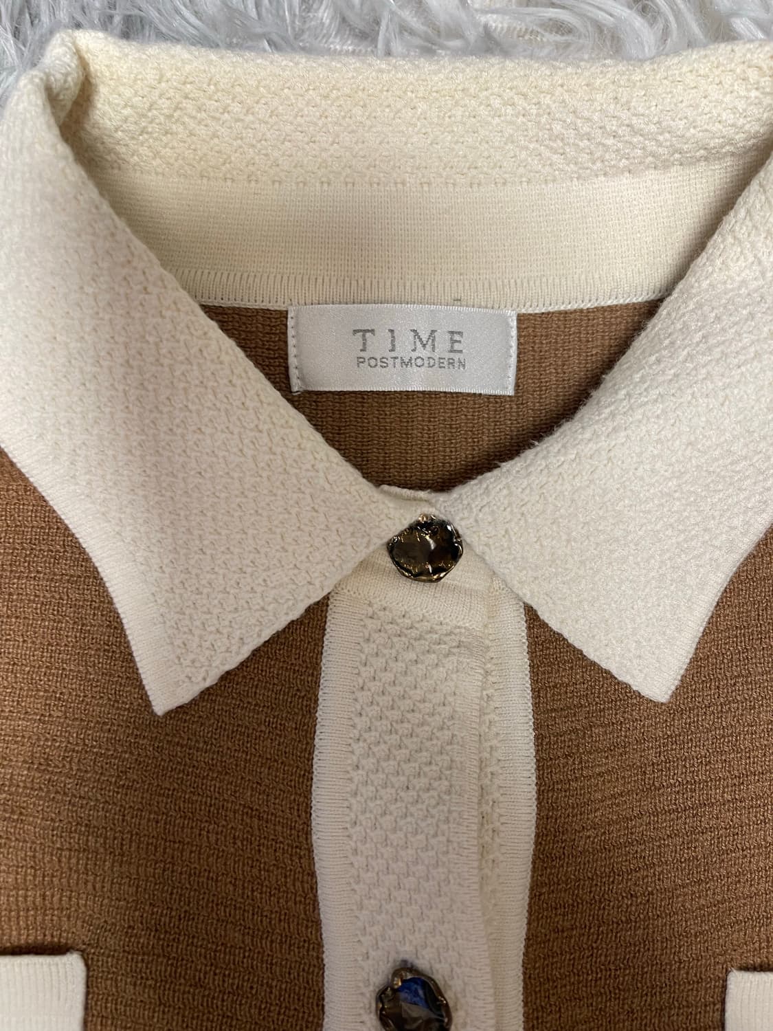 TIME 타임 더한섬 브라운 카라 니트 캐시미어100 가디건 상품이미지2