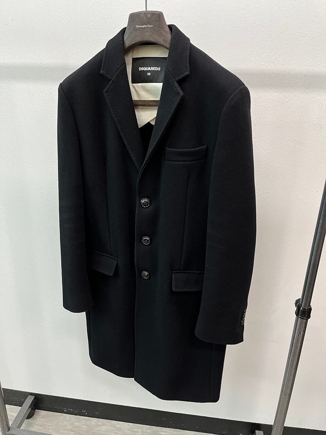 100) 디스퀘어드 블랙 싱글 울코트 상품이미지1
