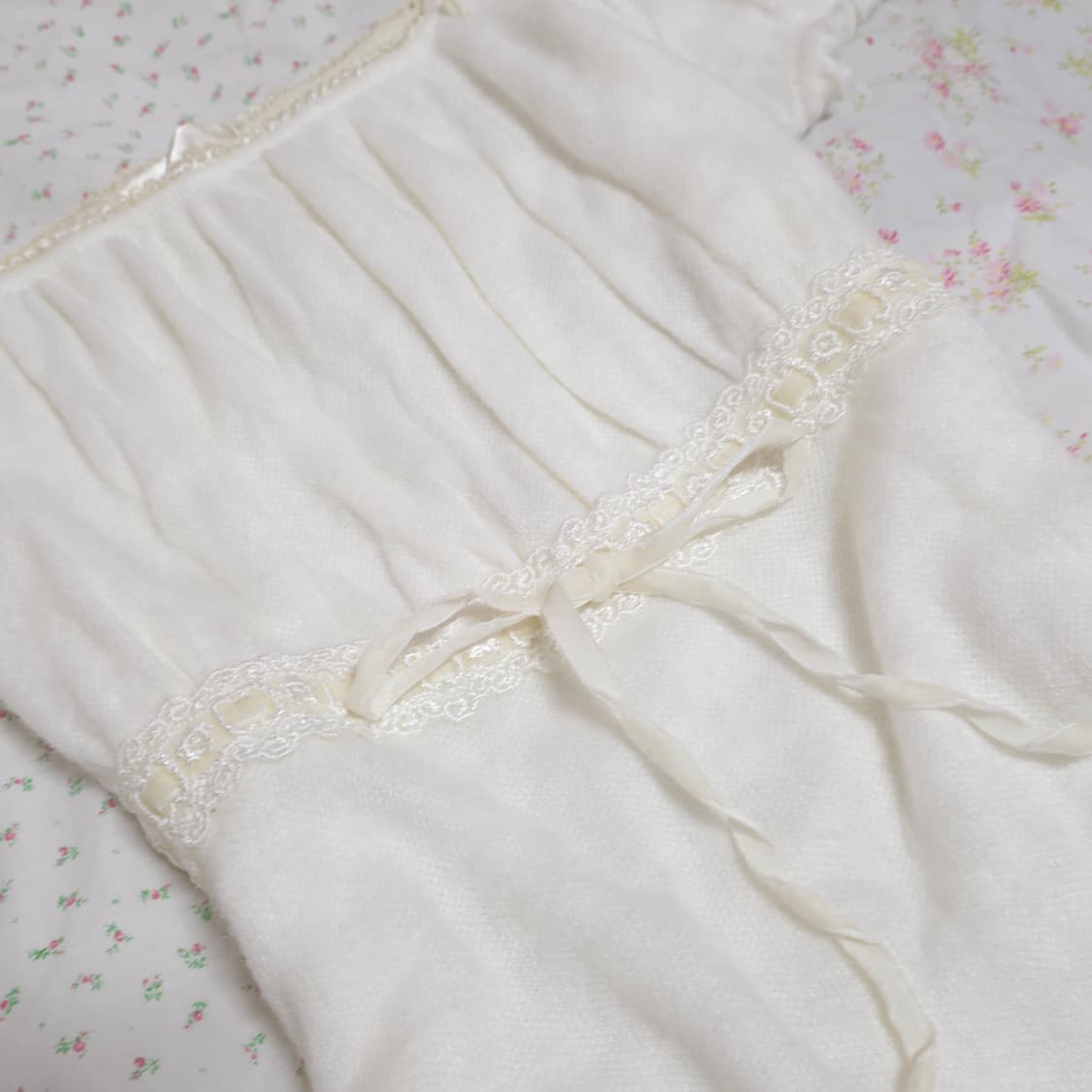 빈티지  화이트 리본 레이스 딱붙 로걀탑 히메갸루 풀문 리즈리사 상품이미지3