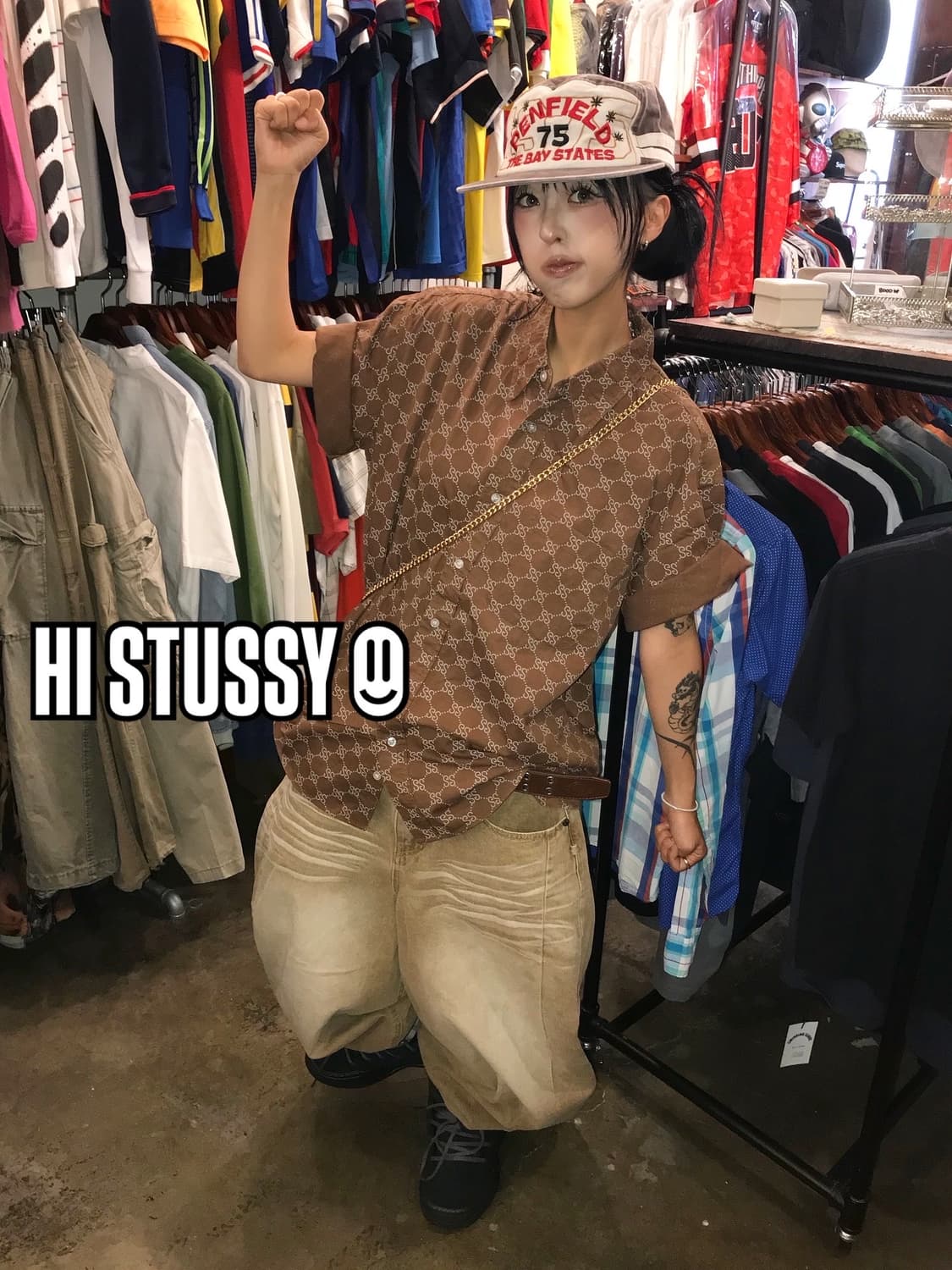 < Stussy Brown Full Logo Shirt > 상품이미지1