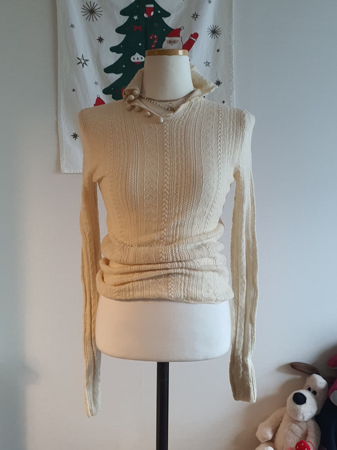 [빈티지] 아이보리 니트 긴팔 블라우스 상품이미지3