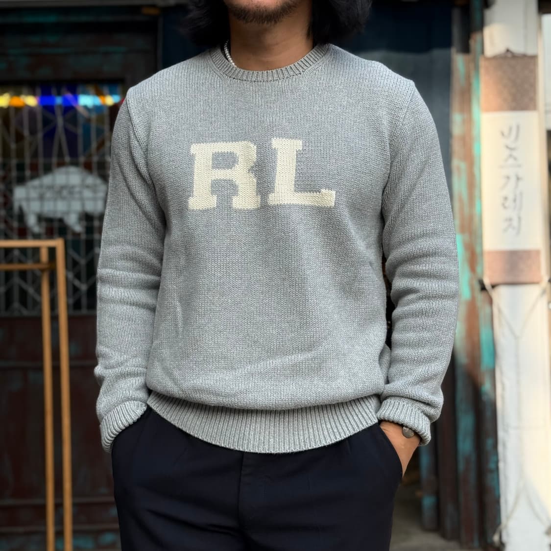 폴로 랄프로렌 RL 로고 인타르시아 코튼 스웨터 M 상품이미지8