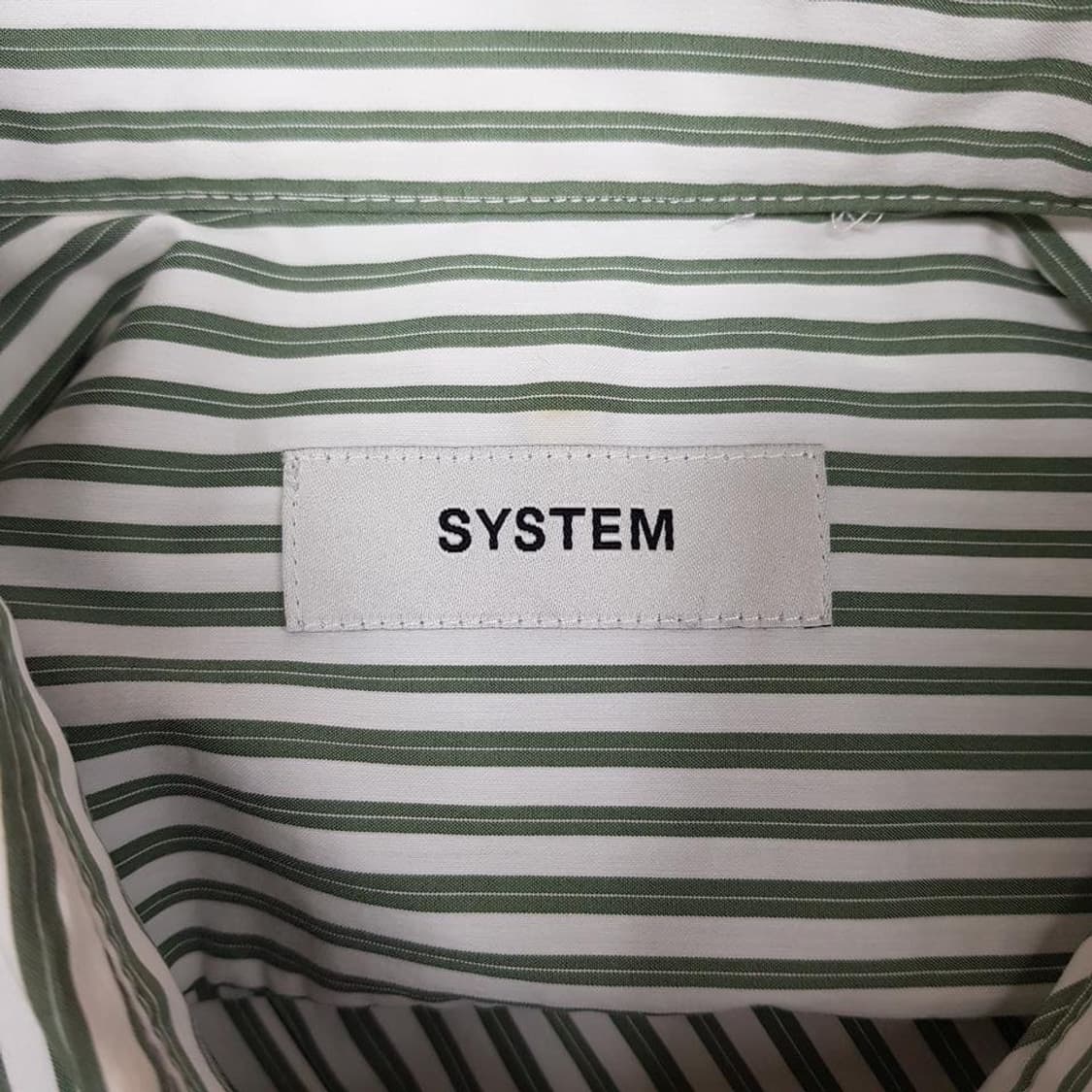 한섬 시스템 2023 그린 스트라이프 코튼 셔츠 100사이즈 상품이미지6