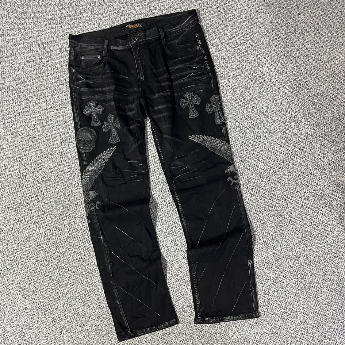 클라우드27 크로스 패치워크 데님 팬츠 상품이미지1