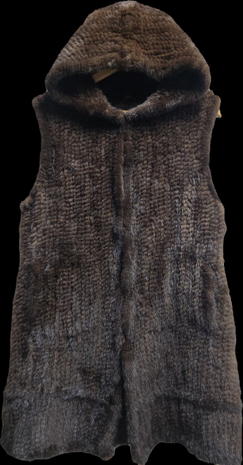 밍크 후드 베스트 M 상품이미지1