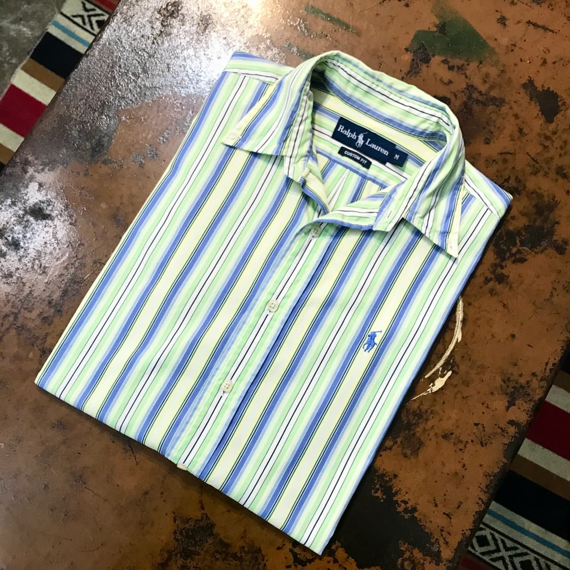 폴로랄프로렌 라이트 그린 스트라이프 코튼 셔츠 남성 105 사이즈 상품이미지1