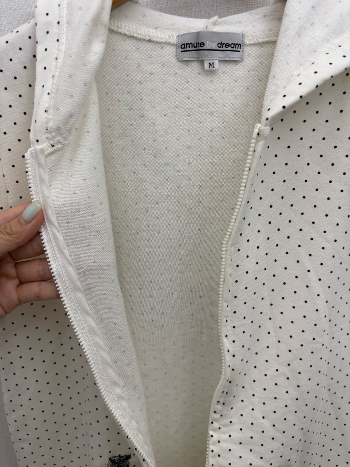 아이보리 도트 레이스 포켓 후드집업 상품이미지8